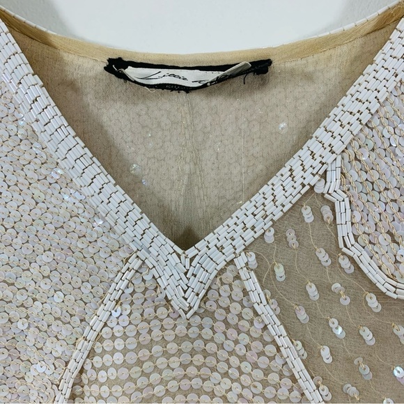 Vintage Lillie Rubin 100% silk beaded sequin top. - Picture 5 of 12